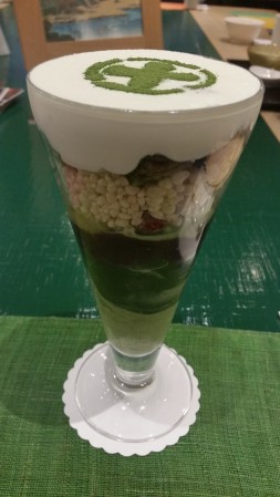 Japanese sweet matcha green tea parfait sundae from Saryo Tsujiri from Kyoto